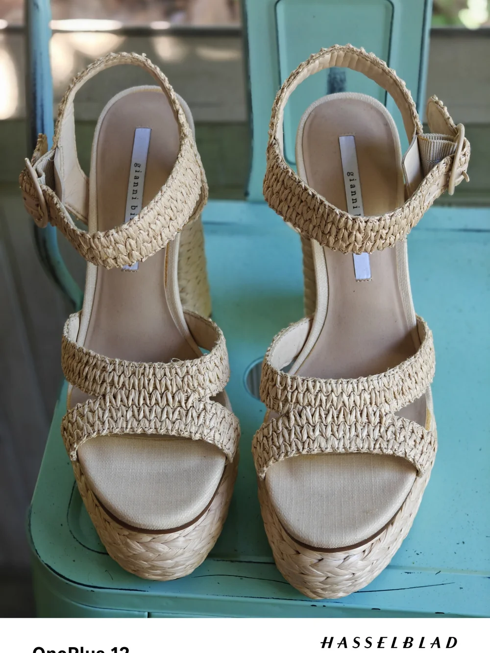 Woven Platform High-Heel Sandals in Natural Beige
